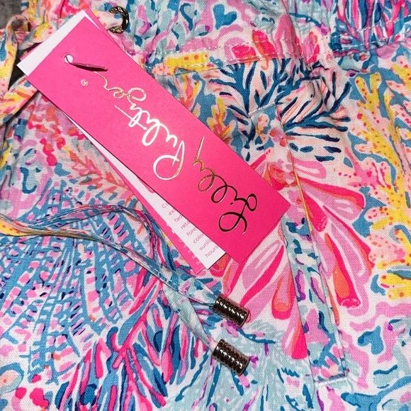 ✨NWT✨ Lilly Pulitzer 31" Taron Mid-Rise Linen Pant - Multi Splashdance Size XS - Picture 6 of 9